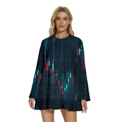 Flag Patterns On Forex Charts Round Neck Long Sleeve Bohemian Style Chiffon Mini Dress by uniart180623