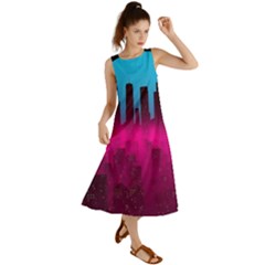 Futuristic Cityscape Summer Maxi Dress