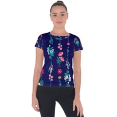 Flowers Pattern Bouquets Colorful Short Sleeve Sports Top 
