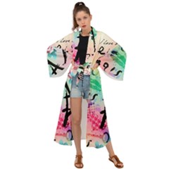 From Paris Abstract Art Pattern Maxi Kimono