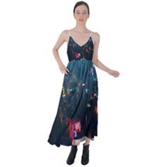 Cityscape Digital Art Tie Back Maxi Dress