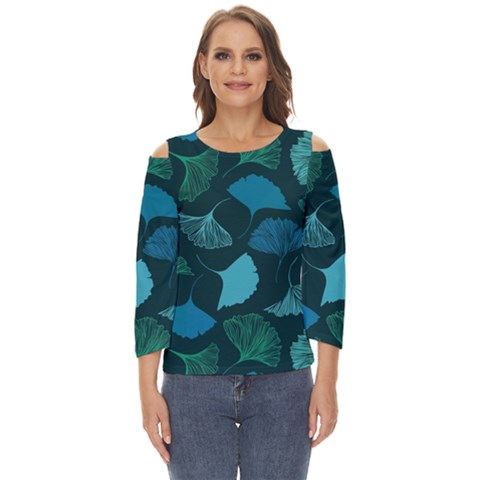 Pattern Plant Abstract Cut Out Wide Sleeve Top by uniart180623