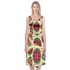 Watermelon Pattern Slices Fruit Midi Sleeveless Dress