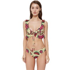 Watermelon Pattern Slices Fruit Low Cut Ruffle Edge Bikini Set by uniart180623