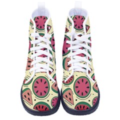 Watermelon Pattern Slices Fruit Men s High-top Canvas Sneakers