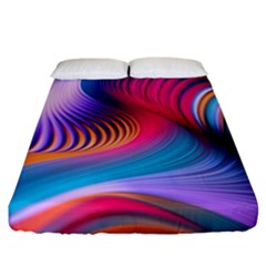 Colorful 3d Waves Creative Wave Waves Wavy Background Texture Fitted Sheet (california King Size) by uniart180623