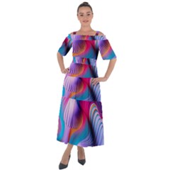 Colorful 3d Waves Creative Wave Waves Wavy Background Texture Shoulder Straps Boho Maxi Dress 