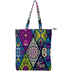 Ethnic Pattern Abstract Double Zip Up Tote Bag by uniart180623