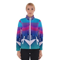 Retro Cityscape Artist Artwork Digital Art Women s Bomber Jacket