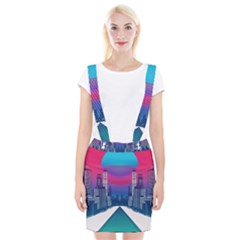 Retro Cityscape Artist Artwork Digital Art Braces Suspender Skirt by uniart180623