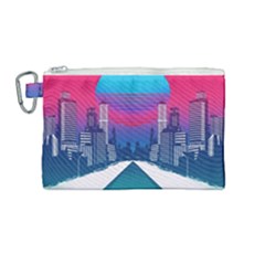 Retro Cityscape Artist Artwork Digital Art Canvas Cosmetic Bag (medium) by uniart180623