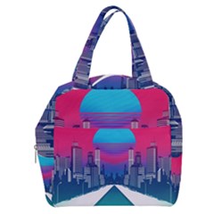 Retro Cityscape Artist Artwork Digital Art Boxy Hand Bag by uniart180623