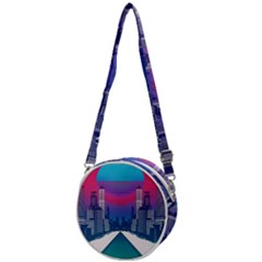 Retro Cityscape Artist Artwork Digital Art Crossbody Circle Bag by uniart180623