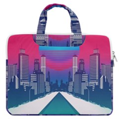 Retro Cityscape Artist Artwork Digital Art Macbook Pro 16  Double Pocket Laptop Bag  by uniart180623