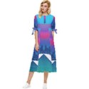 Retro Cityscape Artist Artwork Digital Art Bow Sleeve Chiffon Midi Dress View1