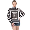 Squares Concept Design Raining High Neck Long Sleeve Chiffon Top View1