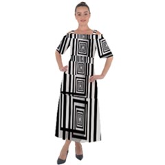 Squares Concept Design Raining Shoulder Straps Boho Maxi Dress  by uniart180623