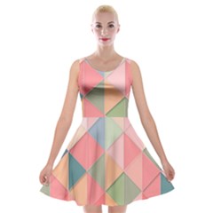 Background Geometric Triangle Velvet Skater Dress by uniart180623