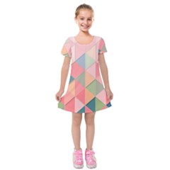 Background Geometric Triangle Kids  Short Sleeve Velvet Dress by uniart180623