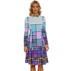 To Dye Abstract Visualization Long Sleeve Shirt Collar A-line Dress by uniart180623