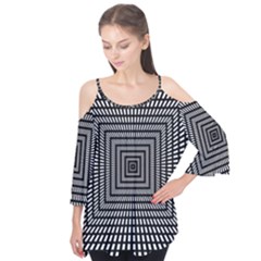 Focus Squares Optical Illusion Flutter Sleeve Tee 