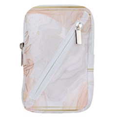 Leaves Marble Frame Background Belt Pouch Bag (large) by uniart180623