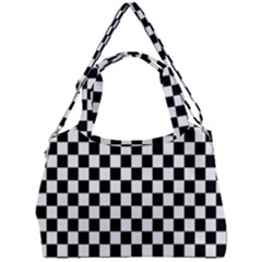 Black White Checker Pattern Checkerboard Double Compartment Shoulder Bag by uniart180623