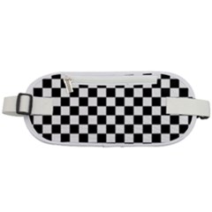 Black White Checker Pattern Checkerboard Rounded Waist Pouch by uniart180623