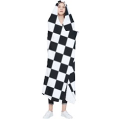 Black White Checker Pattern Checkerboard Wearable Blanket