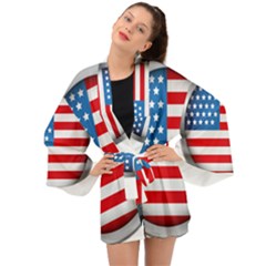 United Of America Usa Flag Long Sleeve Kimono by Celenk