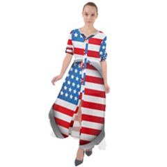 United Of America Usa Flag Waist Tie Boho Maxi Dress by Celenk