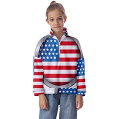 United Of America Usa Flag Kids  Half Zip Hoodie