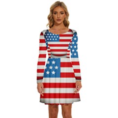 United Of America Usa Flag Long Sleeve Wide Neck Velvet Dress by Celenk