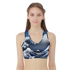 The Great Wave Off Kanagawa Sports Bra With Border by Grandong