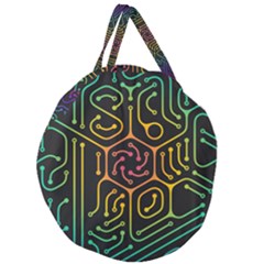 Circuit Hexagonal Geometric Pattern Background Pattern Giant Round Zipper Tote by Ndabl3x