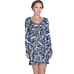 Cobalt Kaleidoscope Print Pattern Design Long Sleeve Nightdress by dflcprintsclothing