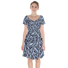 Cobalt Kaleidoscope Print Pattern Design Short Sleeve Bardot Dress by dflcprintsclothing