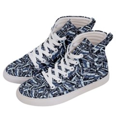 Cobalt Kaleidoscope Print Pattern Design Women s Hi-top Skate Sneakers by dflcprintsclothing