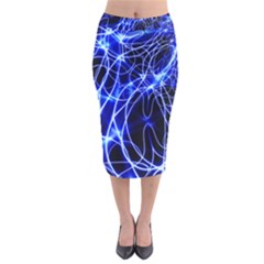 Lines Flash Light Mystical Fantasy Velvet Midi Pencil Skirt