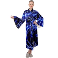 Lines Flash Light Mystical Fantasy Maxi Velvet Kimono by Dutashop