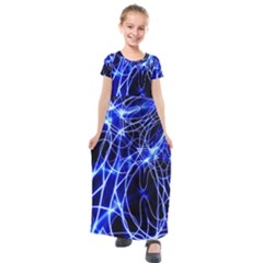 Lines Flash Light Mystical Fantasy Kids  Short Sleeve Maxi Dress by Dutashop