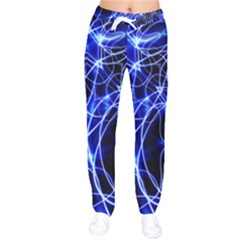 Lines Flash Light Mystical Fantasy Women Velvet Drawstring Pants by Dutashop