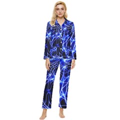 Lines Flash Light Mystical Fantasy Womens  Long Sleeve Velvet Pocket Pajamas Set by Dutashop