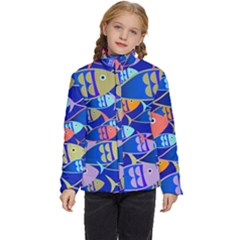 Sea Fish Illustrations Kids  Puffer Bubble Jacket Coat by Mariart