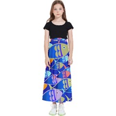 Sea Fish Illustrations Kids  Flared Maxi Skirt by Mariart