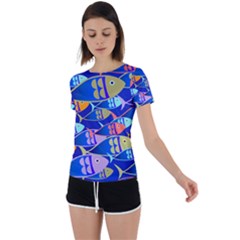 Sea Fish Illustrations Back Circle Cutout Sports Tee