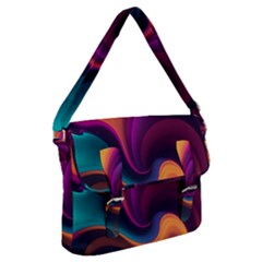 Abstract Colorful Waves Painting Buckle Messenger Bag by Simbadda