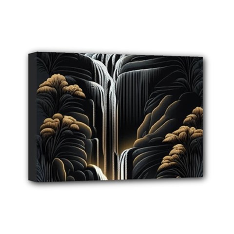 Waterfall Water Nature Springs Mini Canvas 7  X 5  (stretched) by Simbadda