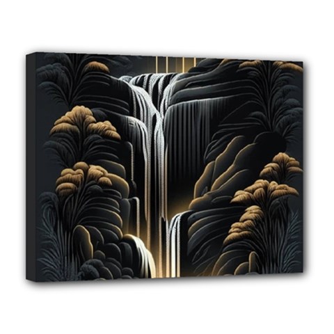 Waterfall Water Nature Springs Canvas 14  X 11  (stretched) by Simbadda