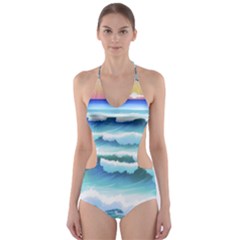 Ocean Sea Waves Beach Cut-Out One Piece Swimsuit